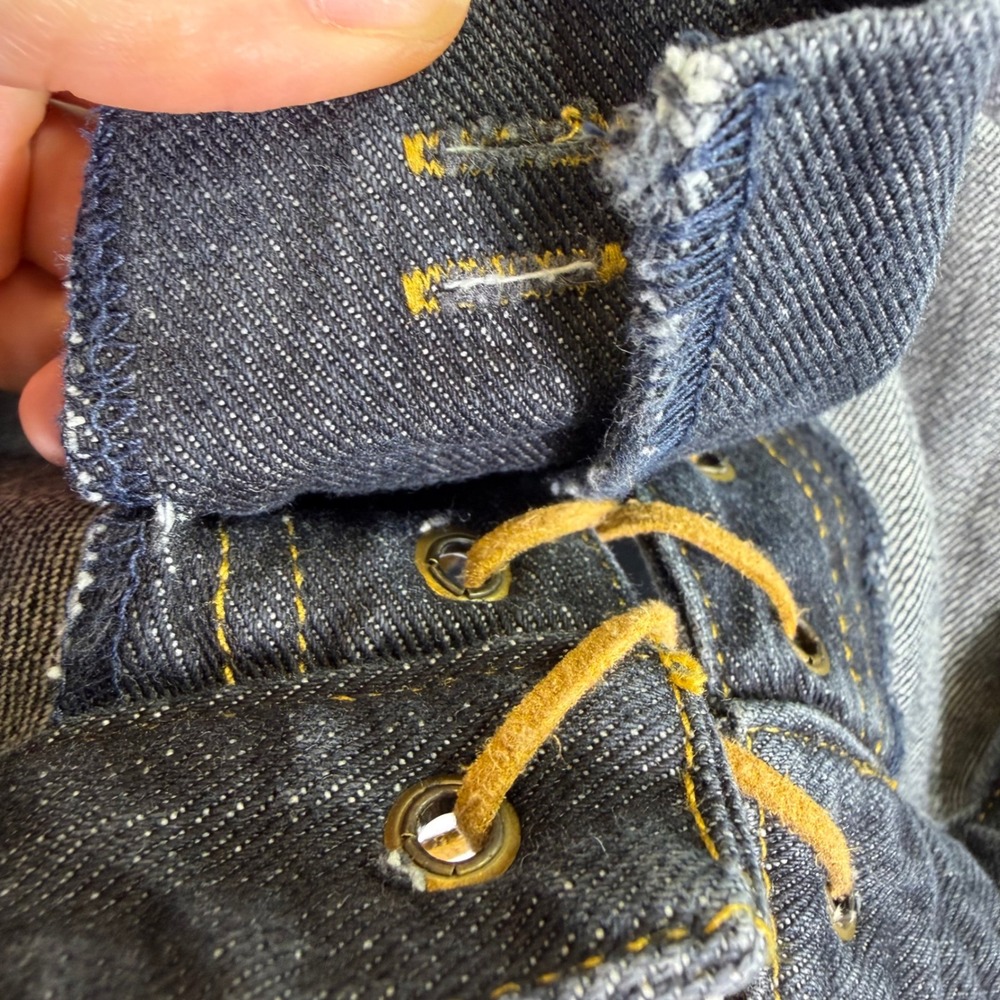 Vintage Y2K Clio II Womens 20 Dark Wash Lace Up Denim Jeans Western Bootcut - Picture 9 of 10